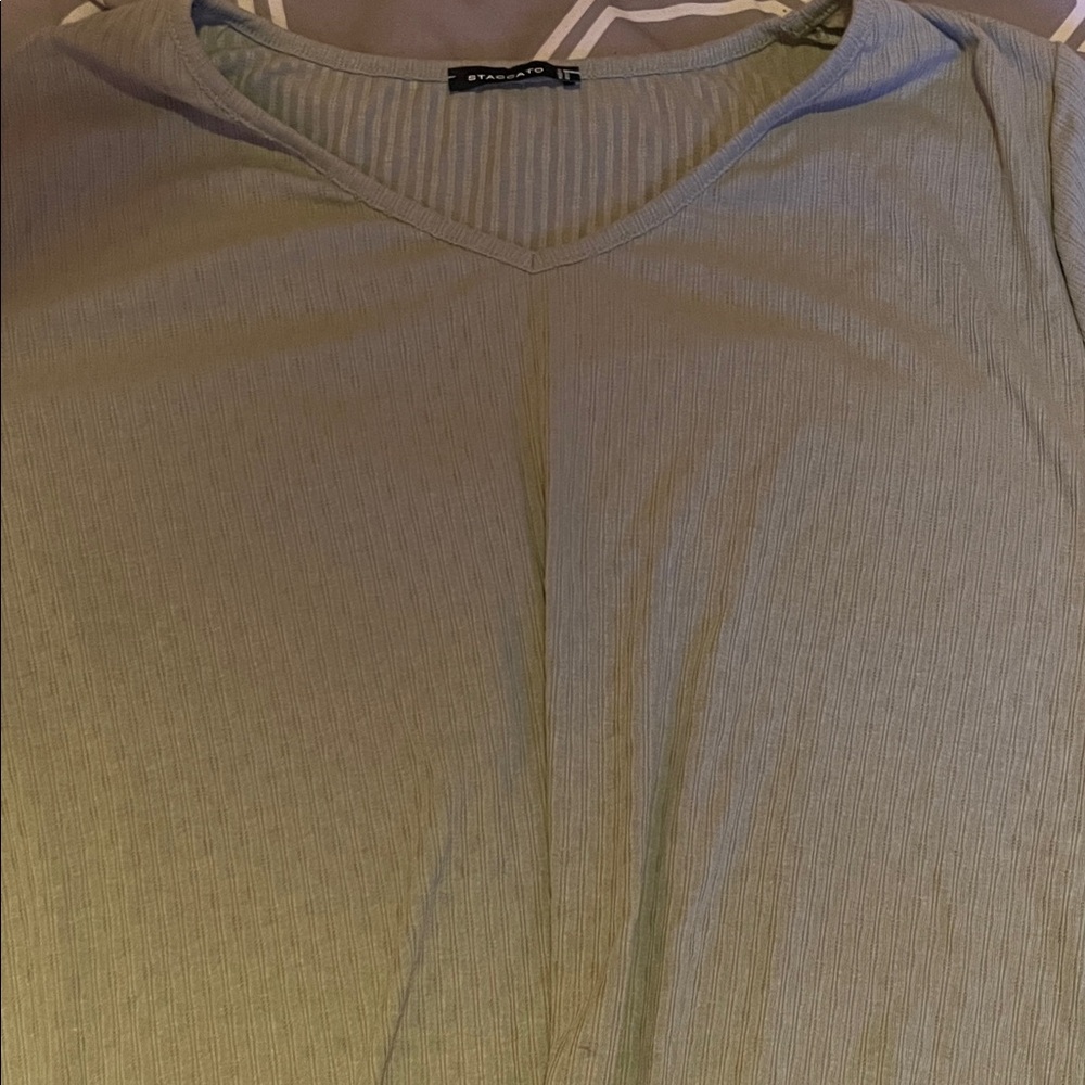 Staccato Olive Ribbed Knit Top
